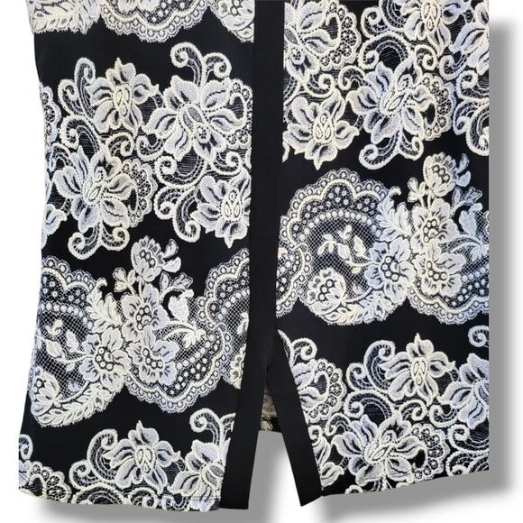 Ava James women's white floral contrasted black blouse  - medium - Picture 2 of 7